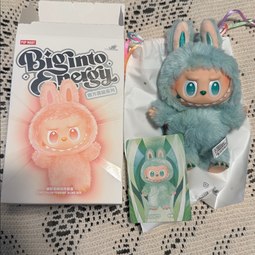 POP MART Biginto Energy Plush Pendant β Mint Green Bunny Charm